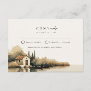  Italian Lakeside Wedding Mail Back RSVP Card