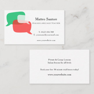 Italian Language Teacher Business Card