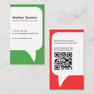 Italian Language Teacher QR Code Business Card