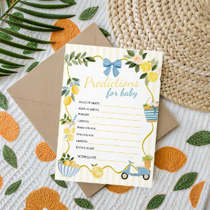 Italian Lemon Baby Shower Predictions Invitation