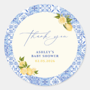 Italian Lemon Baby Shower Thank You Classic Round Sticker