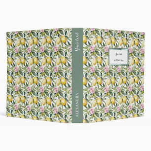Italian Lemon Blossom Mediterranean Watercolor  Binder
