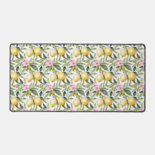 Italian Lemon Blossom Mediterranean Watercolor  Desk Mat
