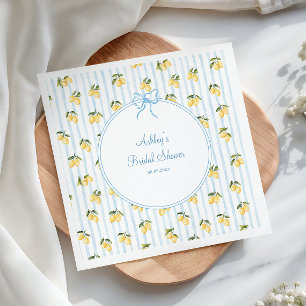 Italian Lemon Blue Bow Bridal Shower Paper Napkin