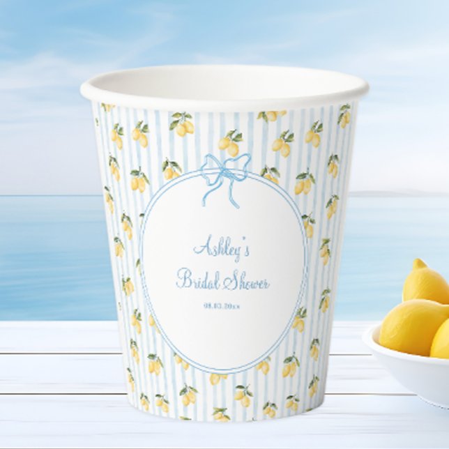 Italian Lemon Blue Bow Paper  Cups (Creator Uploaded)