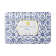 Italian Lemon Blue Tile Personalized Mediterranean