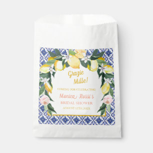 Italian Lemon Blue Tiles Grazie Mille Bridal Showe Favour Bag