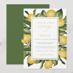 Italian Lemon Botanical Mediterranean Wedding Invitation