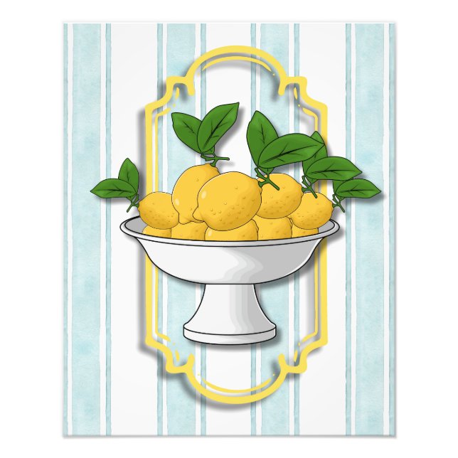 Italian Lemon Bowl Kitchen Print | Coastal  (Front)
