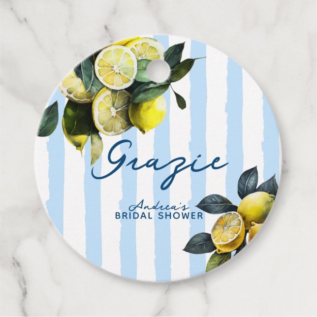 Italian Lemon Bridal Shower  Favour Tags (Front)