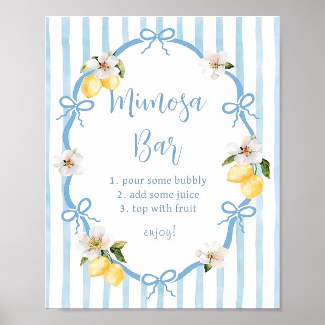 Italian Lemon Bridal Shower Mimosa Bar Poster (Front)