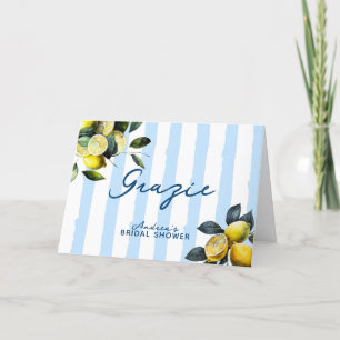Italian Lemon Bridal Shower  Thank You Card