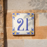 Italian Lemon Ceramic House Number Tile<br><div class="desc">Inspired by traditional Italian ceramic decor,  this decorative house number tile features small ornamental lemons arranged in a light Mediterranean pattern. The tiny lemons create a delicate,  cheerful design that brings a touch of sunny Italian style to your home.</div>