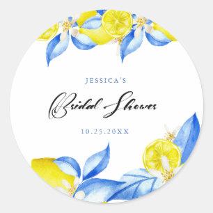 Italian Lemon Floral Bridal Shower Classic Round Sticker