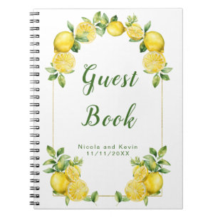Italian Lemon Greenery Frame Wedding Guest Book