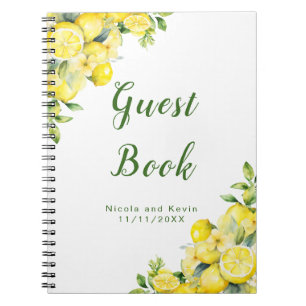 Italian Lemon Greenery Frame Wedding Guest Book