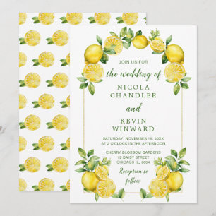 Italian Lemon Greenery Frame Wedding Invitation