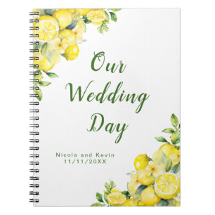 Italian Lemon Greenery Frame Wedding Planner Notebook