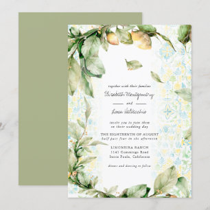 Italian Lemon Grove   Boho Botanical Wedding Invitation