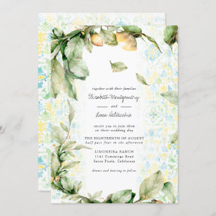 Italian Lemon Grove   Boho Botanical Wedding Invitation