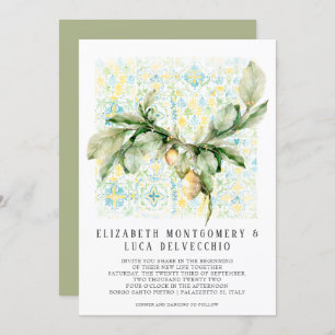Italian Lemon Grove   Boho Botanical Wedding Invitation