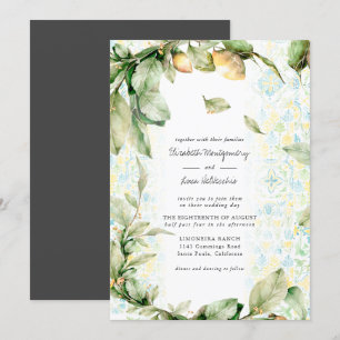 Italian Lemon Grove Boho Botanical Wedding Invitation