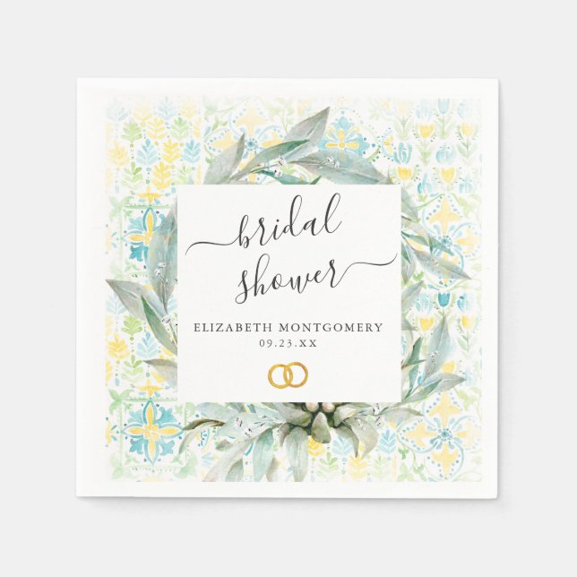Italian Lemon Grove Bridal Shower Personalized Napkin (Front)