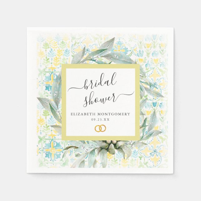 Italian Lemon Grove Bridal Shower Personalized Napkin (Front)