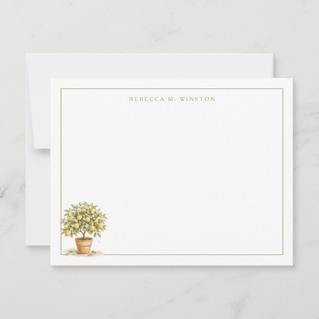Italian Lemon Tree Personalized Stationery Card (Front)
