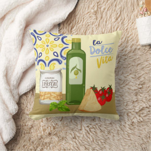  Italian Life Market Throw Pillow