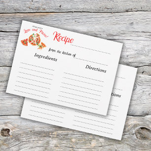 Italian Love Pizza Party Bridal Shower Recipe Card