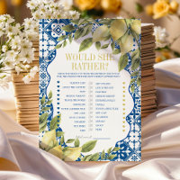 Italian ltalia Would She Rather Birthday Game card