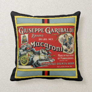Italian Macaroni Label Throw Pillow