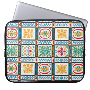 Italian Majolica Embroidery: Mediterranean Floral  Laptop Sleeve