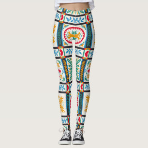 Italian Majolica Embroidery: Mediterranean Floral  Leggings