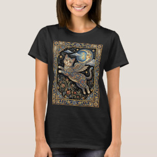 Italian Majolica Flying Cat: Renaissance Feline T-Shirt