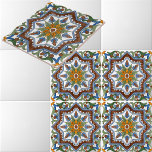 Italian Majolica Pattern Repro Tile<br><div class="desc">This digitally enhanced pattern was derived from an antique ca. 1890 to ca. 1920 illustration of Italian majolica pattern. You can customize the background colour.</div>