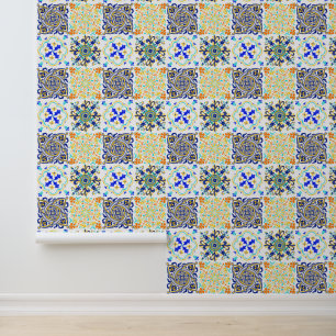 Italian Majolica Style Tile Pattern Wallpaper