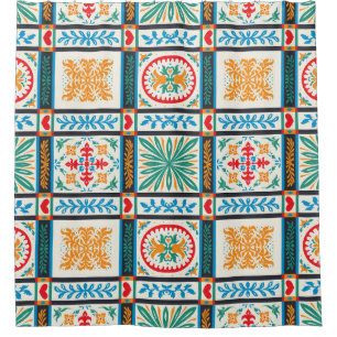 Italian majolica tile. Embroidery with flowers and