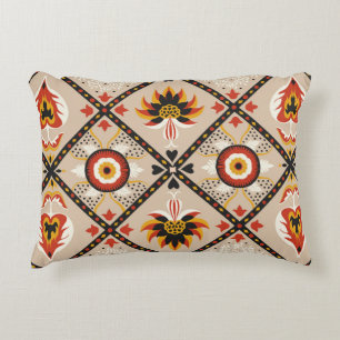 Italian majolica tile. Embroidery with flowers and Accent Pillow