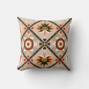 Italian majolica tile. Embroidery with flowers and Throw Pillow