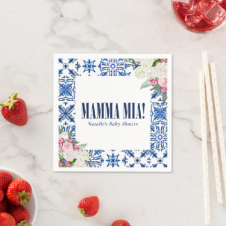 Italian Mamma Mia Blue Floral Napkin