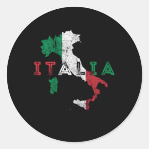 Italian Map And Flag Distressed Italy Classic Round Sticker