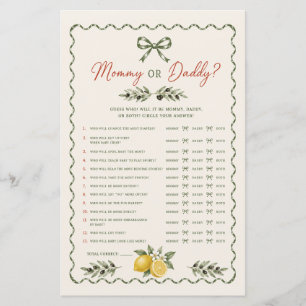 Italian Market Mommy or Daddy Baby Shower Game
