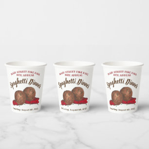 Italian Meatballs Spaghetti Dinner Charity Event Paper Cups