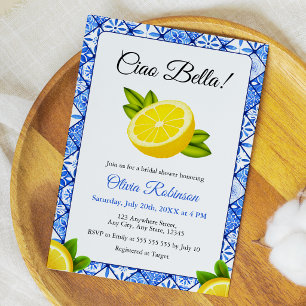 Italian Mediterranean Ciao Bella Bridal Shower Invitation