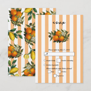Italian Mediterranean Citrus Oranges Wedding RSVP Card
