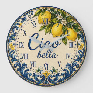 Italian Mediterranean Kitchen Amalfi Coast Lemon Large Clock
