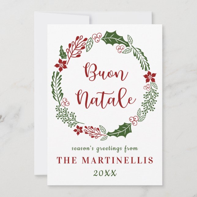 Italian Merry Christmas, Custom Holiday Card (Front)