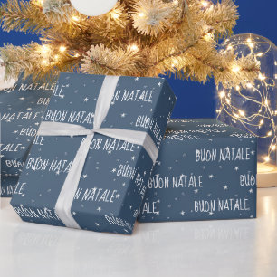 Italian Merry Christmas On Snowflakes Wrapping Paper